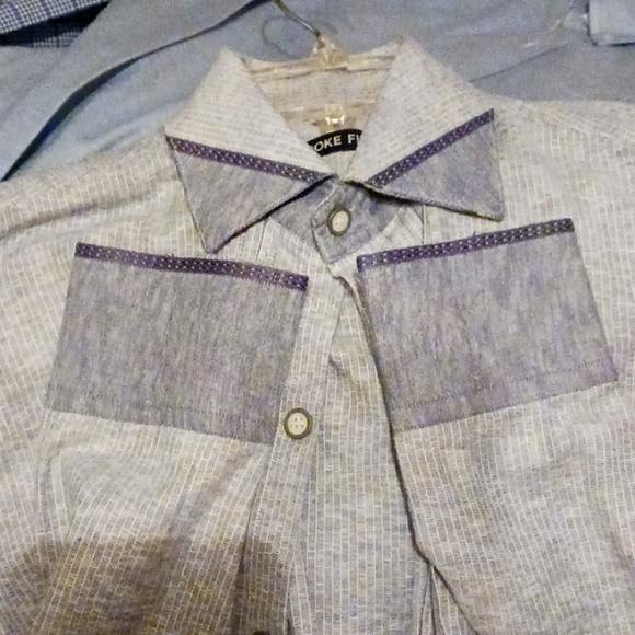 Brooke Field Size L blue and grey button down shirt - Picture 4 of 6
